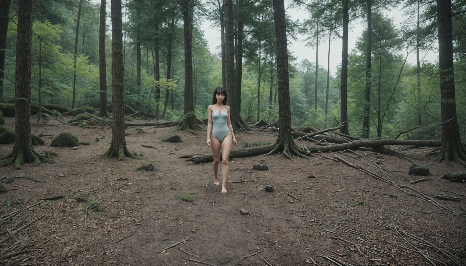 Asian Woman in Forest Inspired by 3D Anime Art