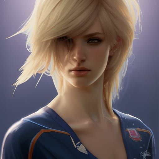 Emo Goth Soccer Girl Portrait in Hyperdetailed Style