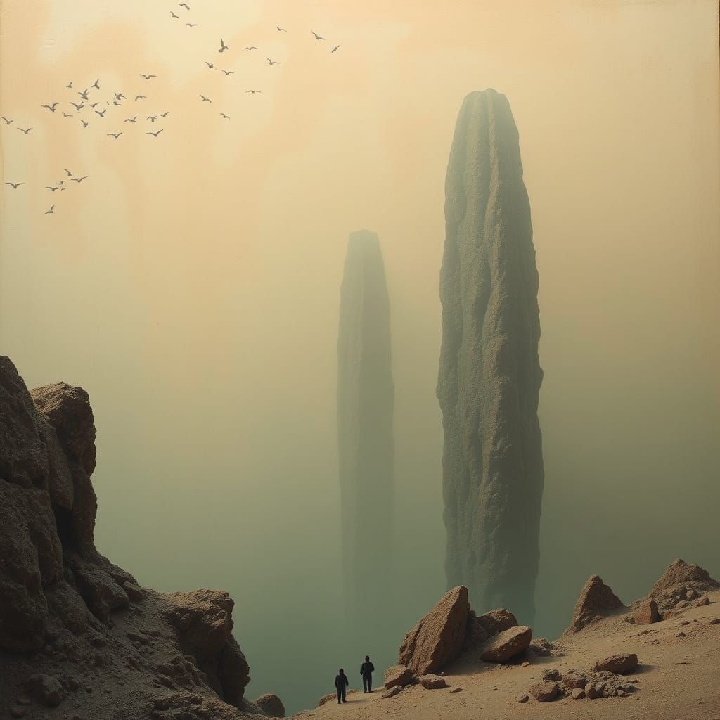 Surrealist Landscape Inspired by Birkhäuser and Beksiński