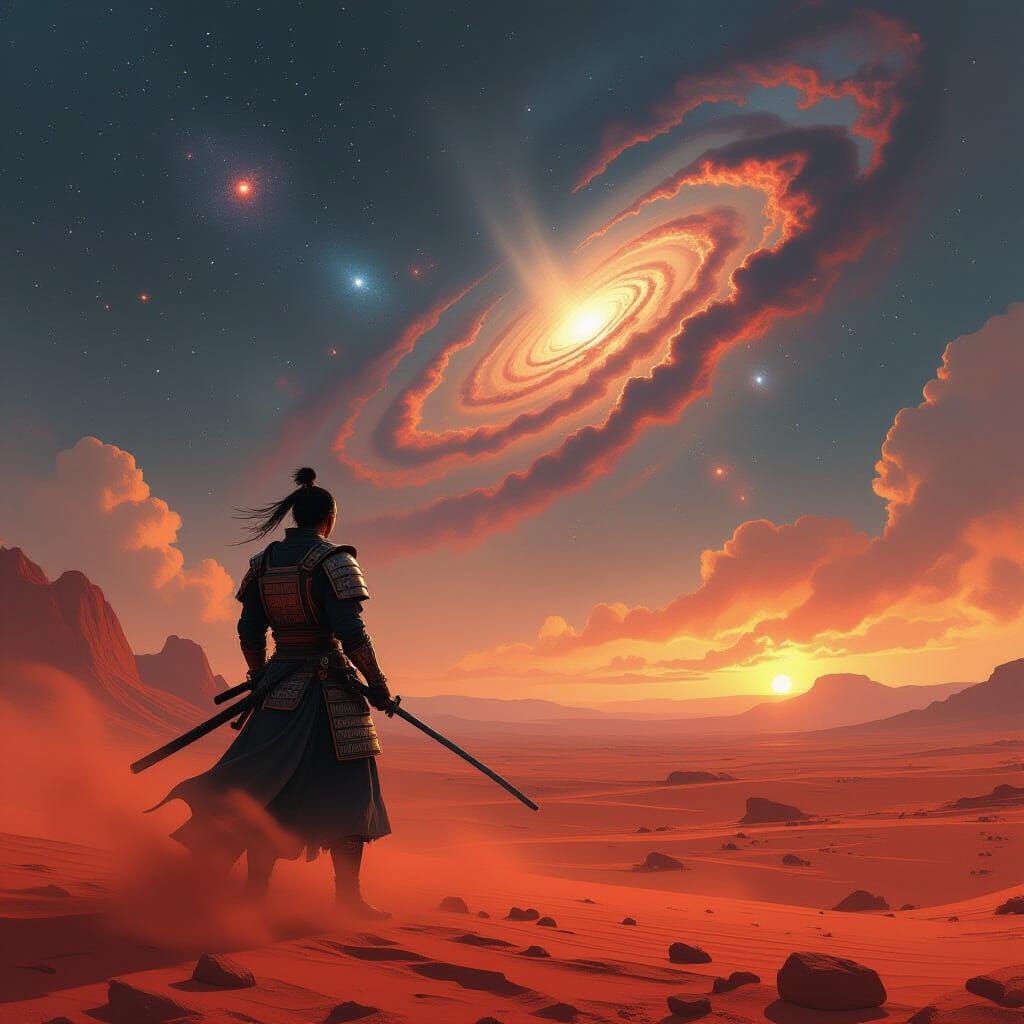 Samurai on Mars Amidst Galactic Nebulae