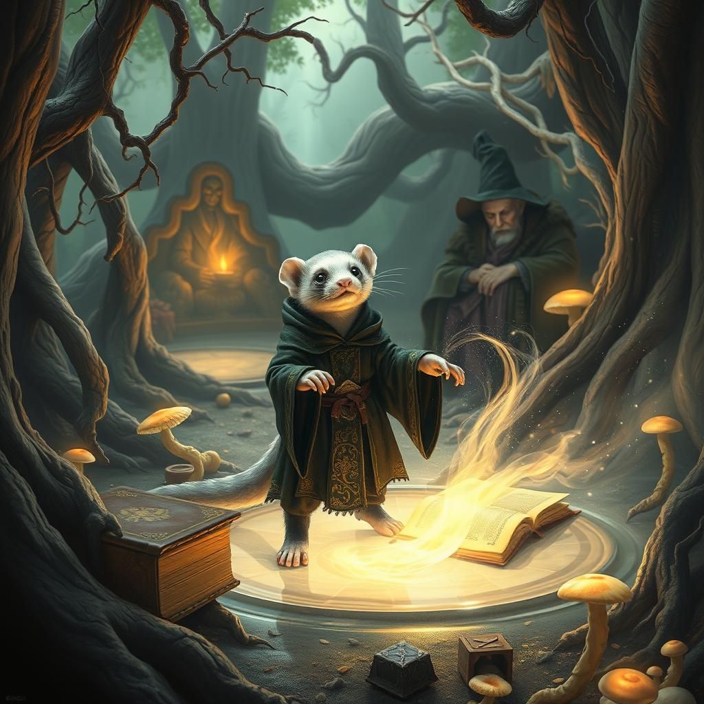Timulous the Timid, ferret necromancer apprentice to a senile old wizard living in the woods. Years went by and the wiza...