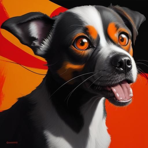 Expressive Surrealist Dog Portrait in Fauvist Colors