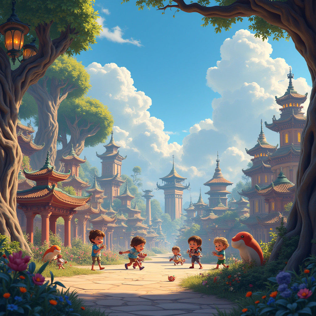 Children's Whimsical Playground: A Matte Painting