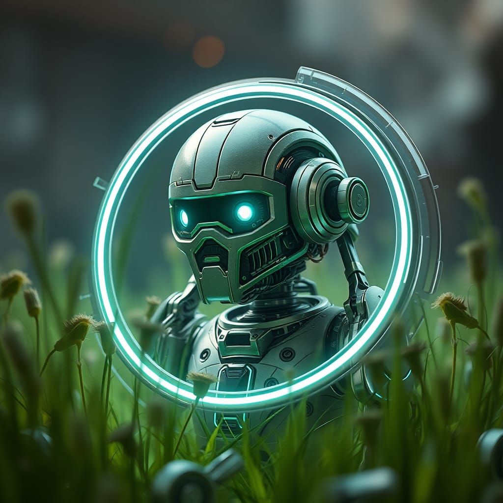 Futuristic Spider Droid in Protective Forcefield