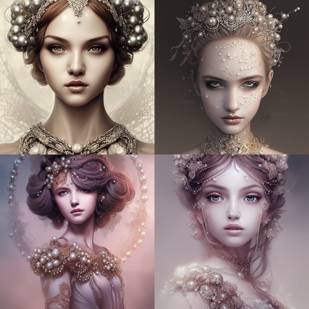 Pearl Goddess Statue in Hyper-Detailed Digital Art