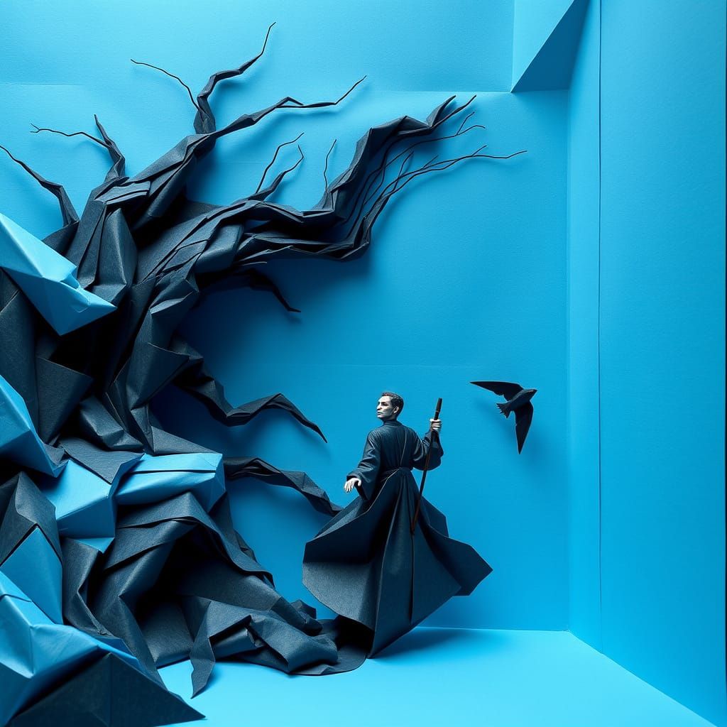 Origami Sleeve of Destiny in Blue and Black