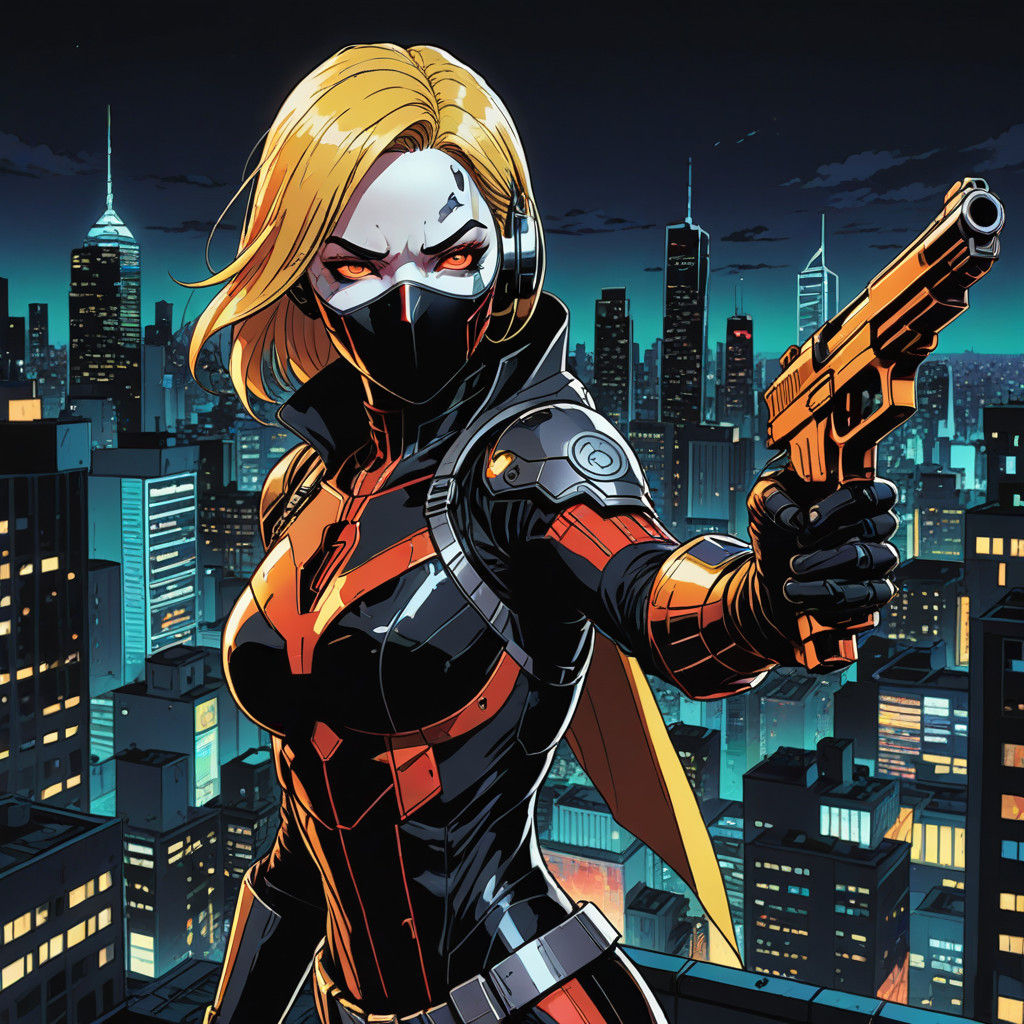 Female Deadshot in Anime Comic Book Style
