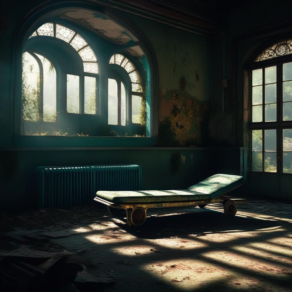 Dilapidated Sanatorium with Sun Lounger