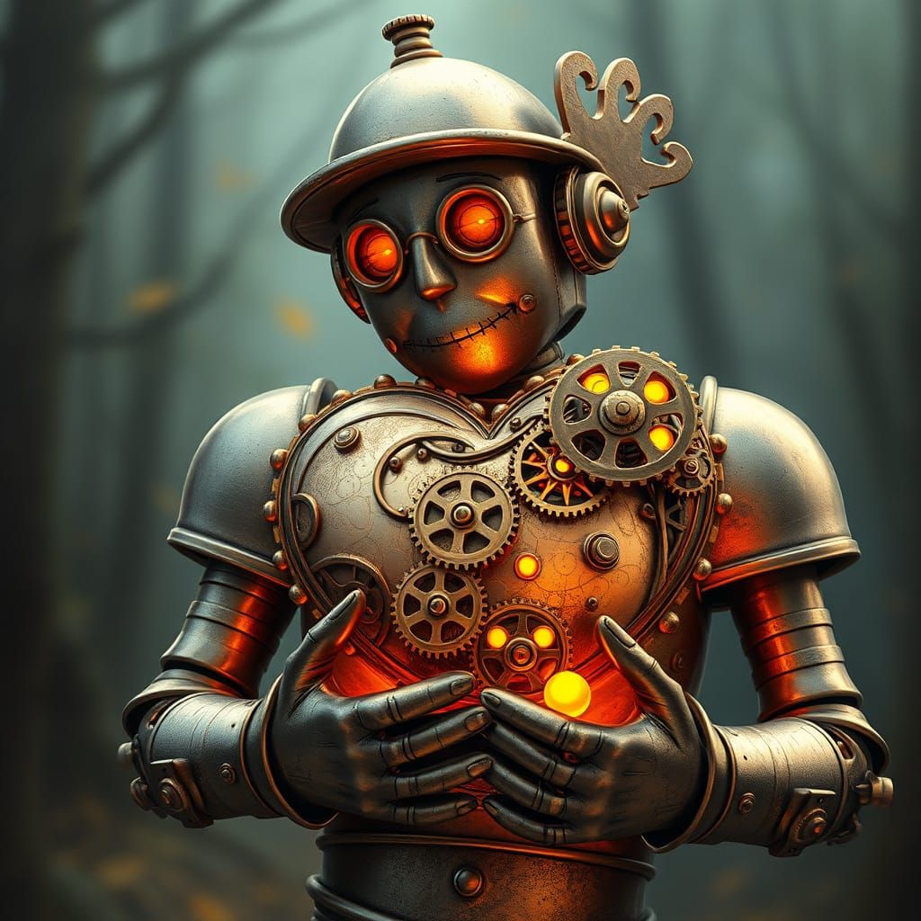 Steampunk Tin Man with Whimsical Heart
