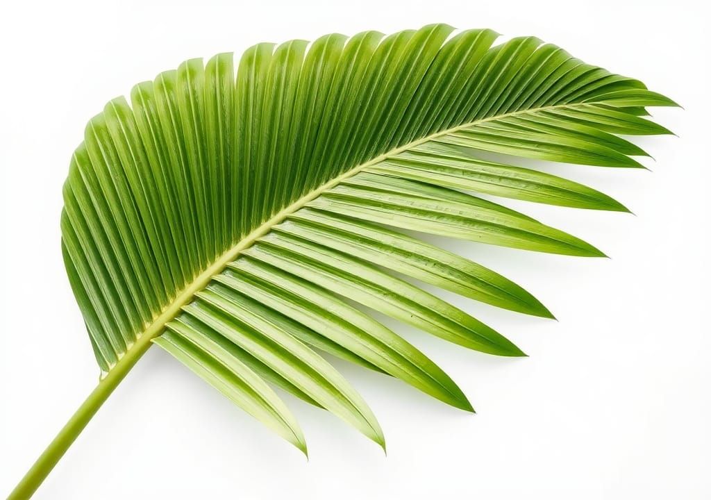Lush Palm Leaf Against White: Fine Art Botanical