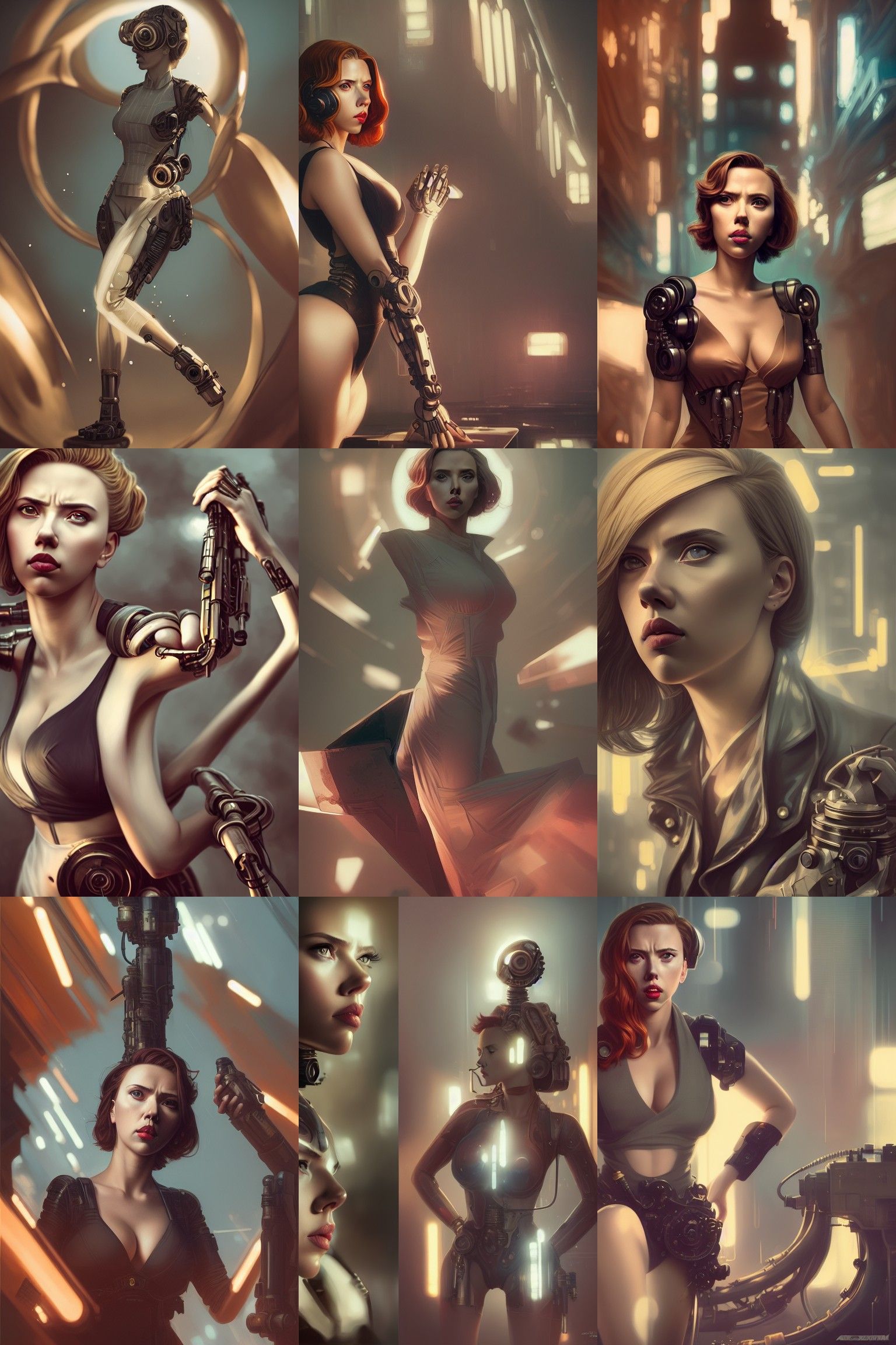 Scarlett Johansson: Dieselpunk Cyberpunk Portrait