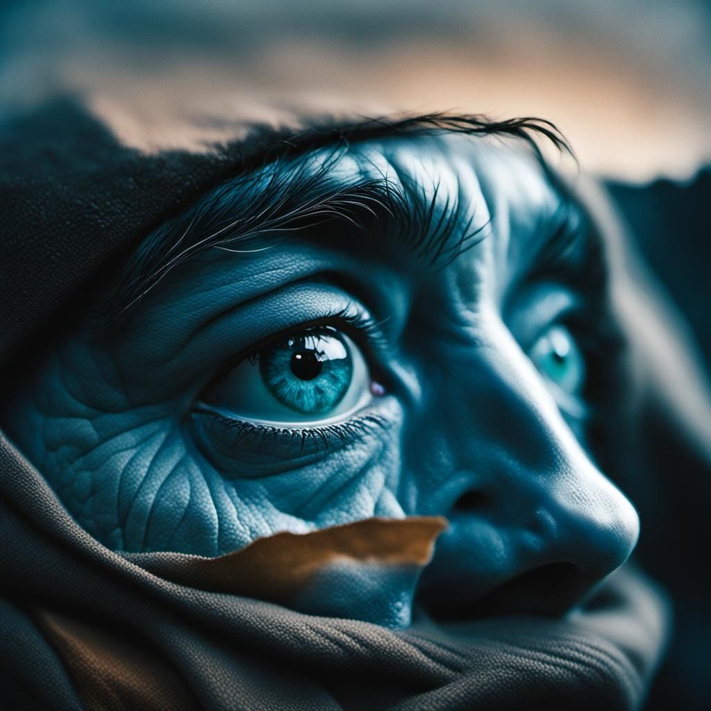 Mesmerizing Portrait with Piercing Eyes in Cinematic Style
