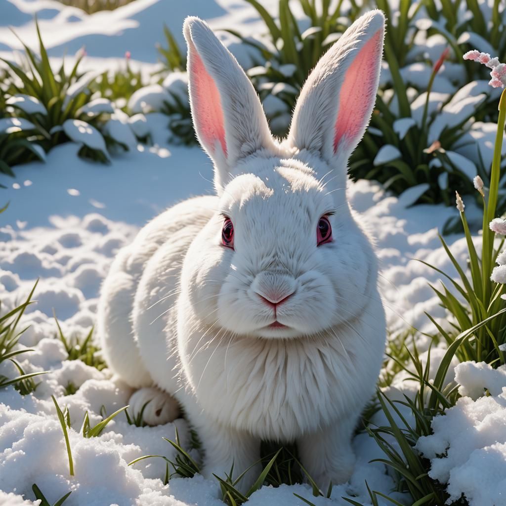 Adorable Bunny Rabbit in Snow: 3D Game Cinematic
