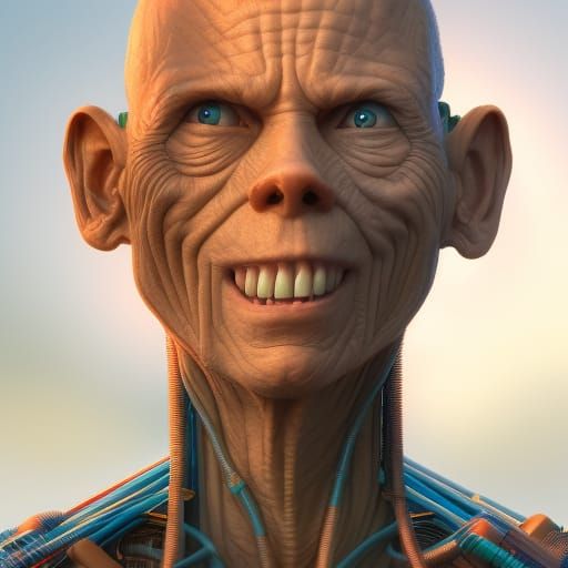 Futuristic Chrome Humanoid AI Robot in Sunlight