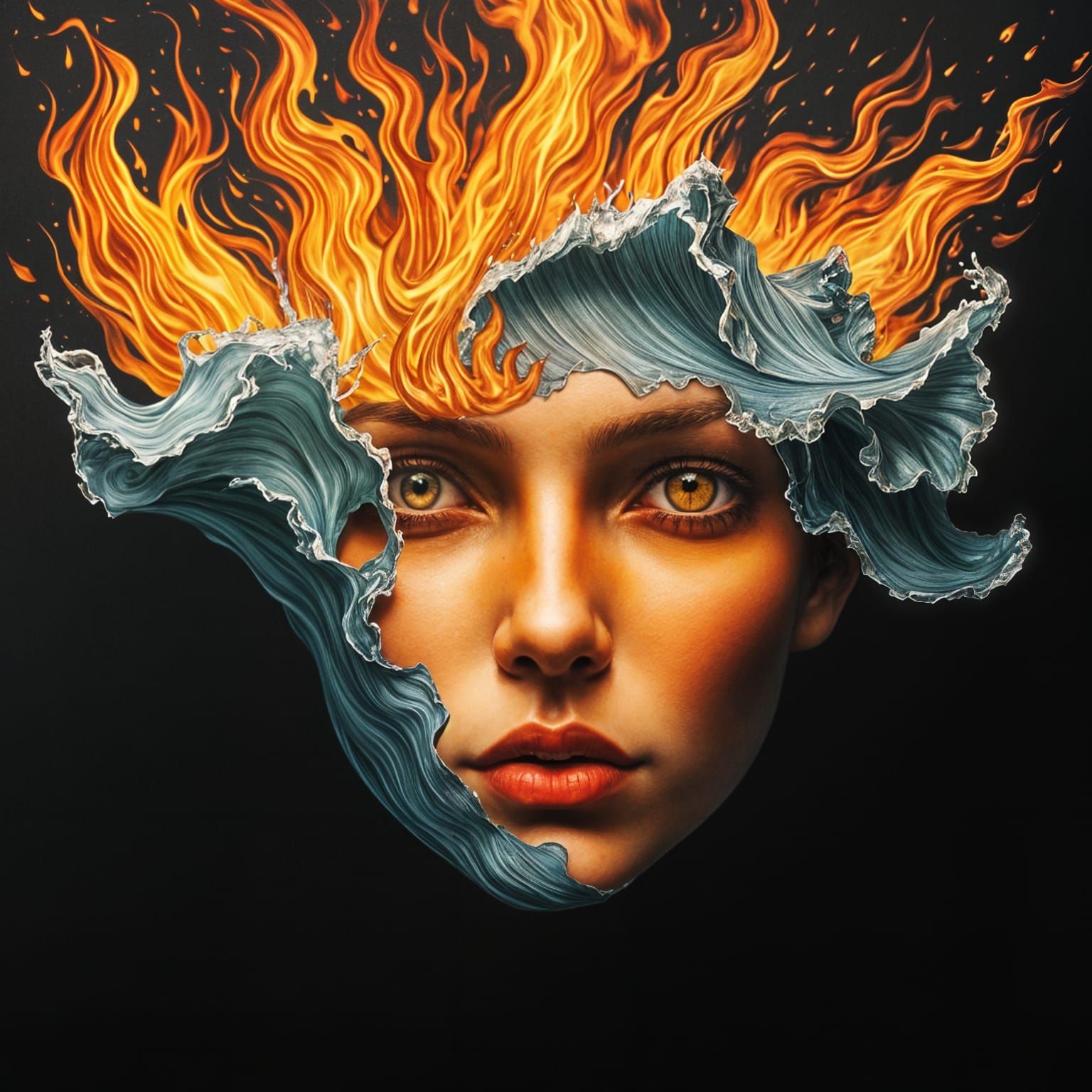Elemental Face of Fire, Water, Air, and Earth