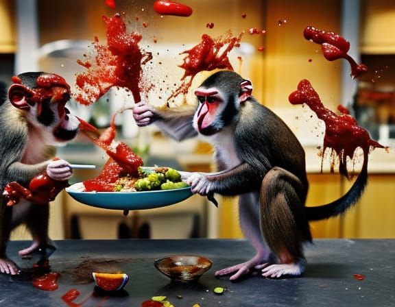 Hilarious Monkey Family Food Fight Mayhem