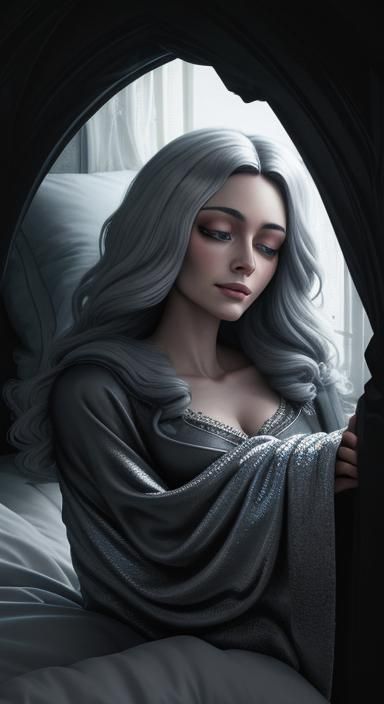 Charcoal Drawing of a Bedroom Scene