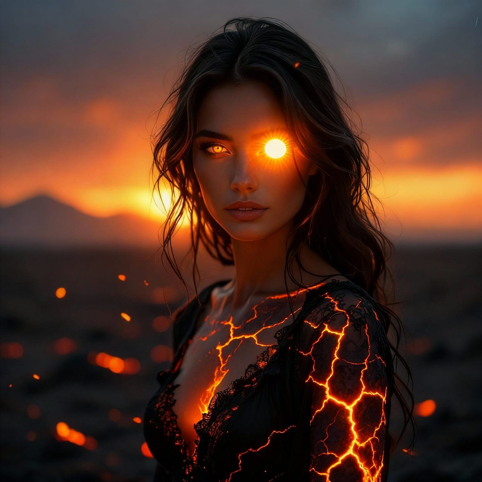 Fiery Woman With Sun-Forging Eyes