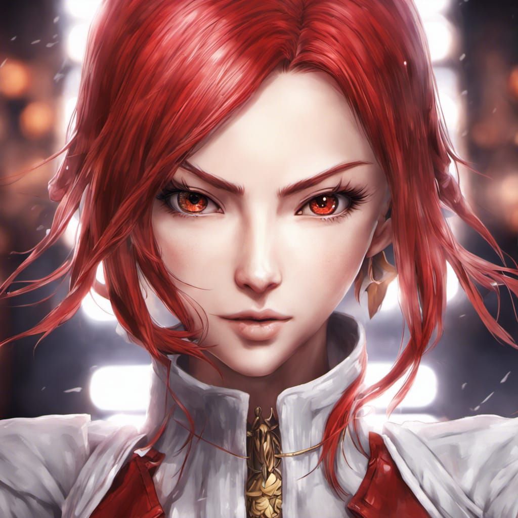 Red-Haired Assassin Girl in Tekken Anime Style