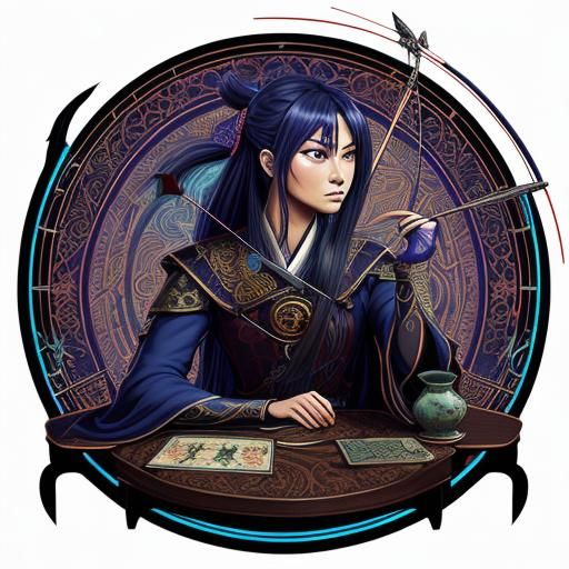 Anime Tarot Reader with Archer's Bow