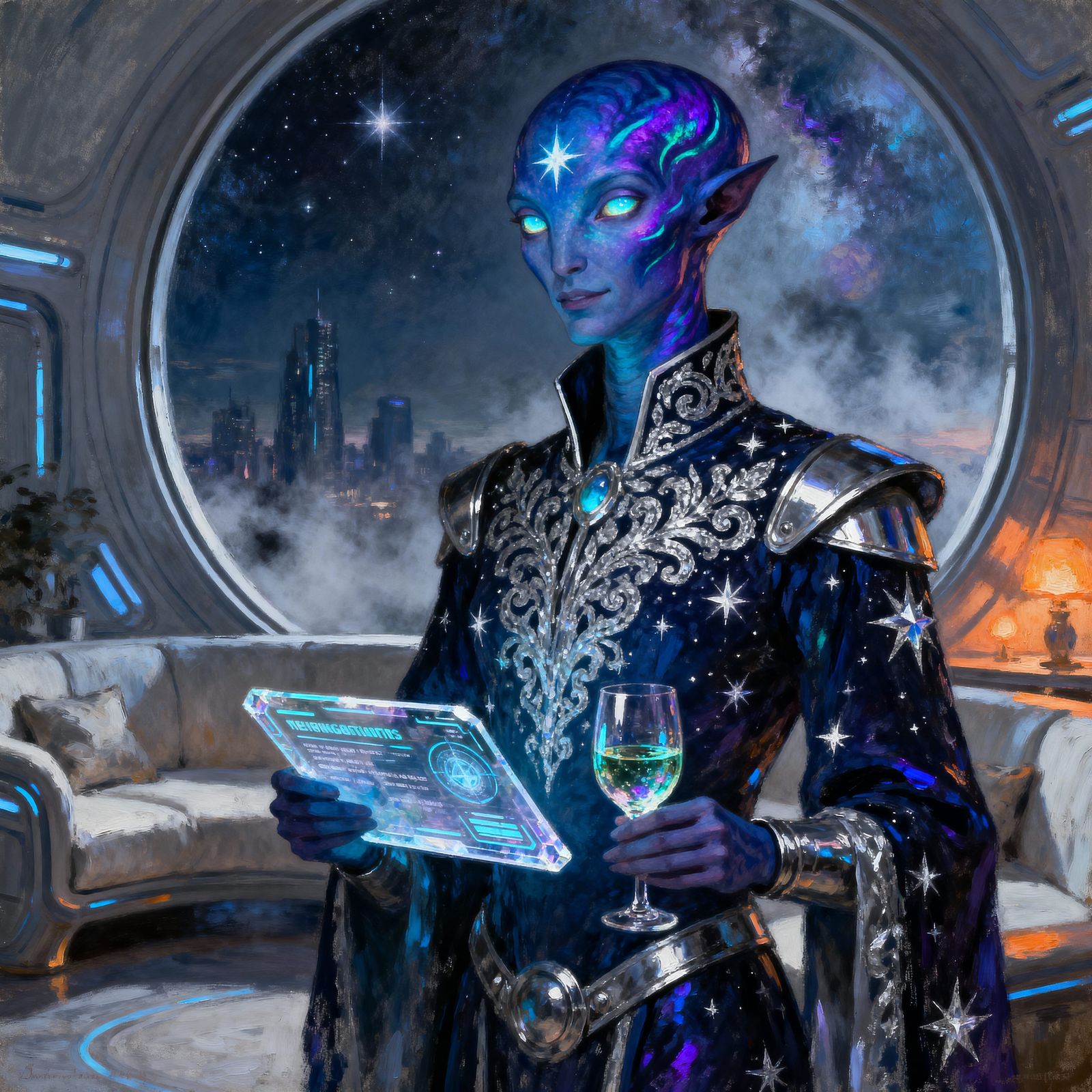 Regal Alien Trader in Cosmic Lounge