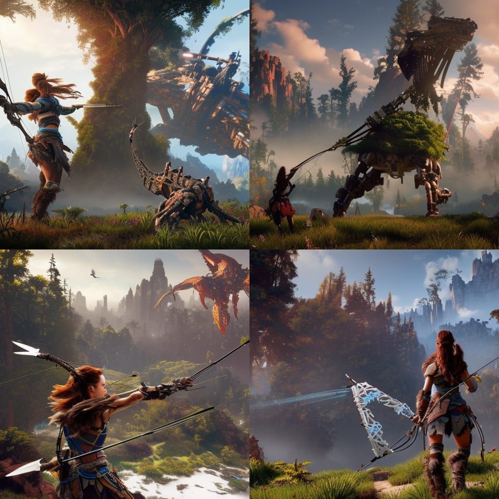 Horizon Zero Dawn Action Scene: Digital Matte Painting