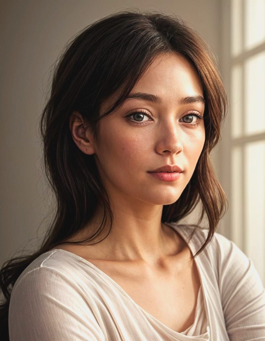 Elegant Woman with Perfect Hands in Photorealistic Portrait