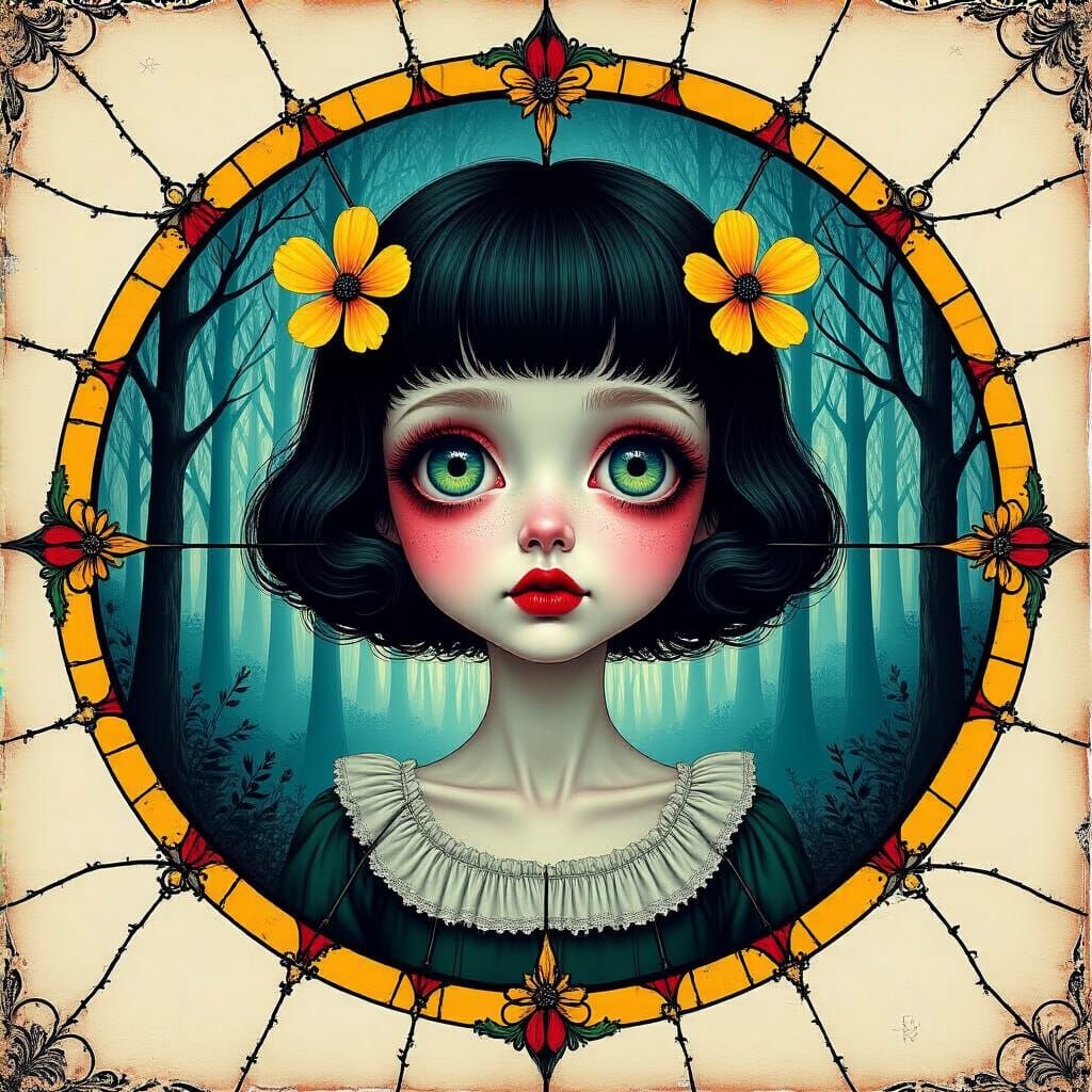 Hyper Cute Lady Portrait in Pop Surrealism Style