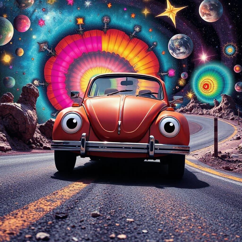 Cartoon Eyes Car Headlights at Night