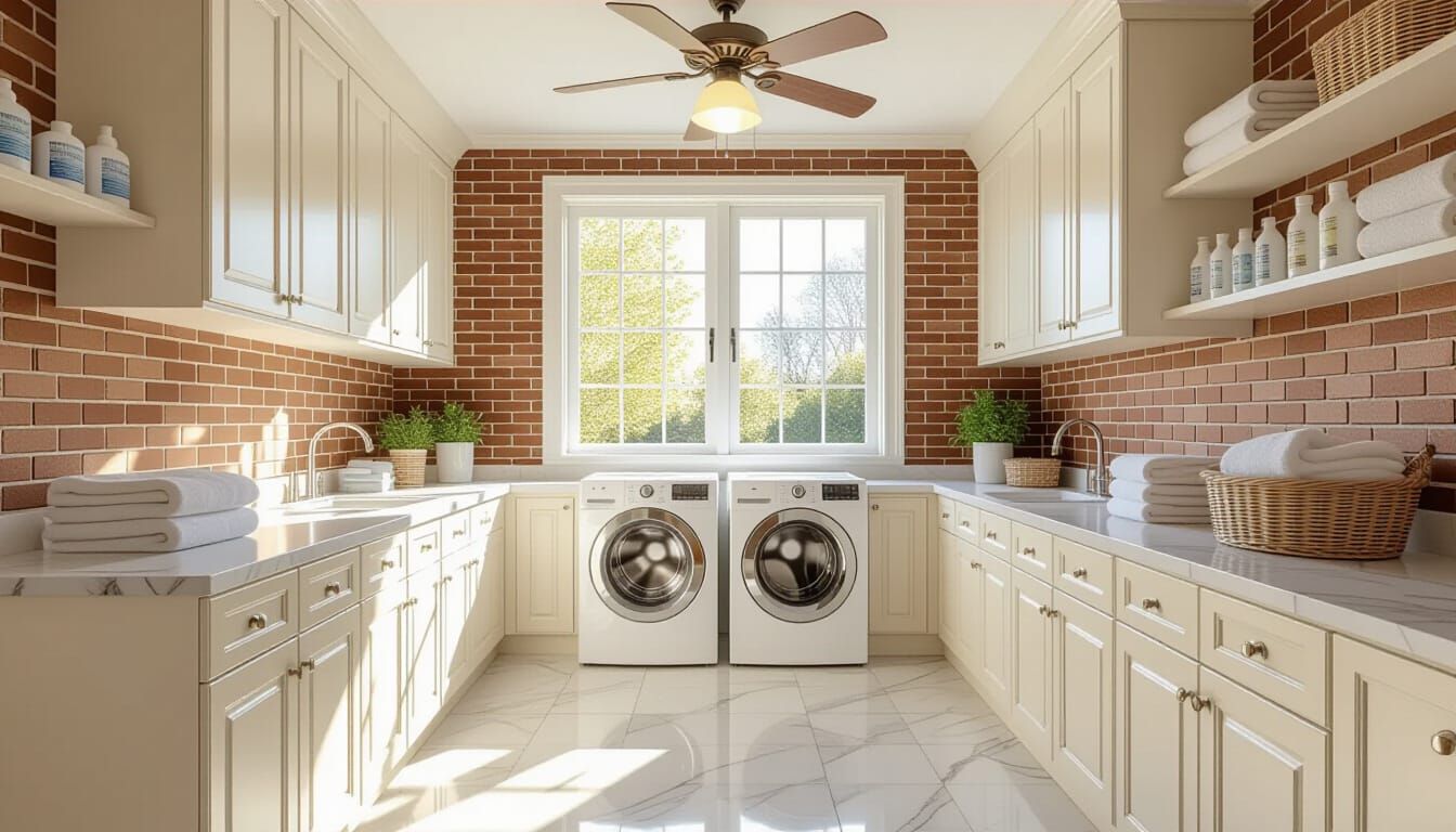 Vibrant Victorian Laundry Room with Glass Walls