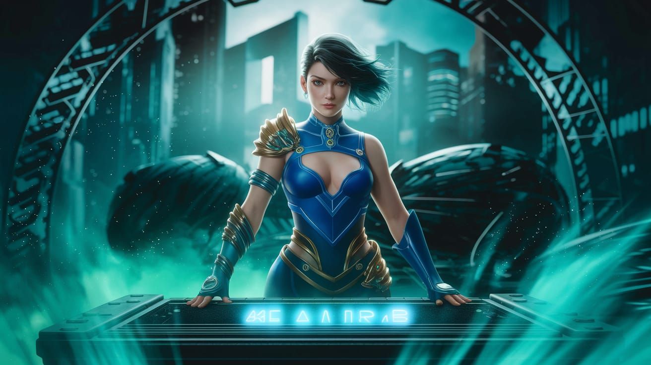 Ethereal Blue Aura Surrounds Neon Lit Text in a Futuristic H...