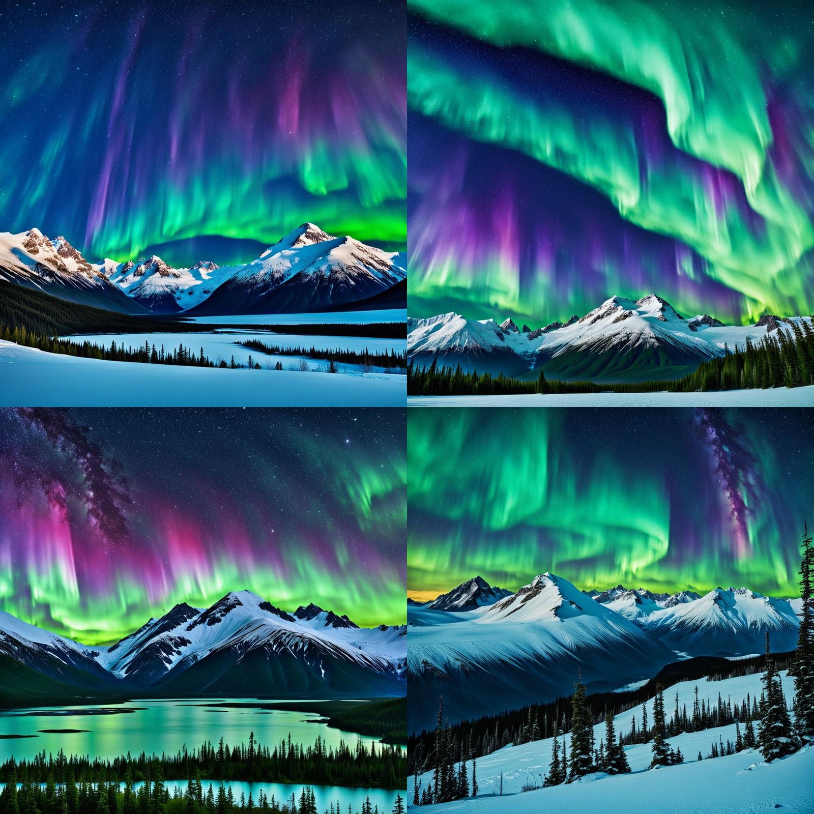 Alaskan Mountain Aurora Landscape