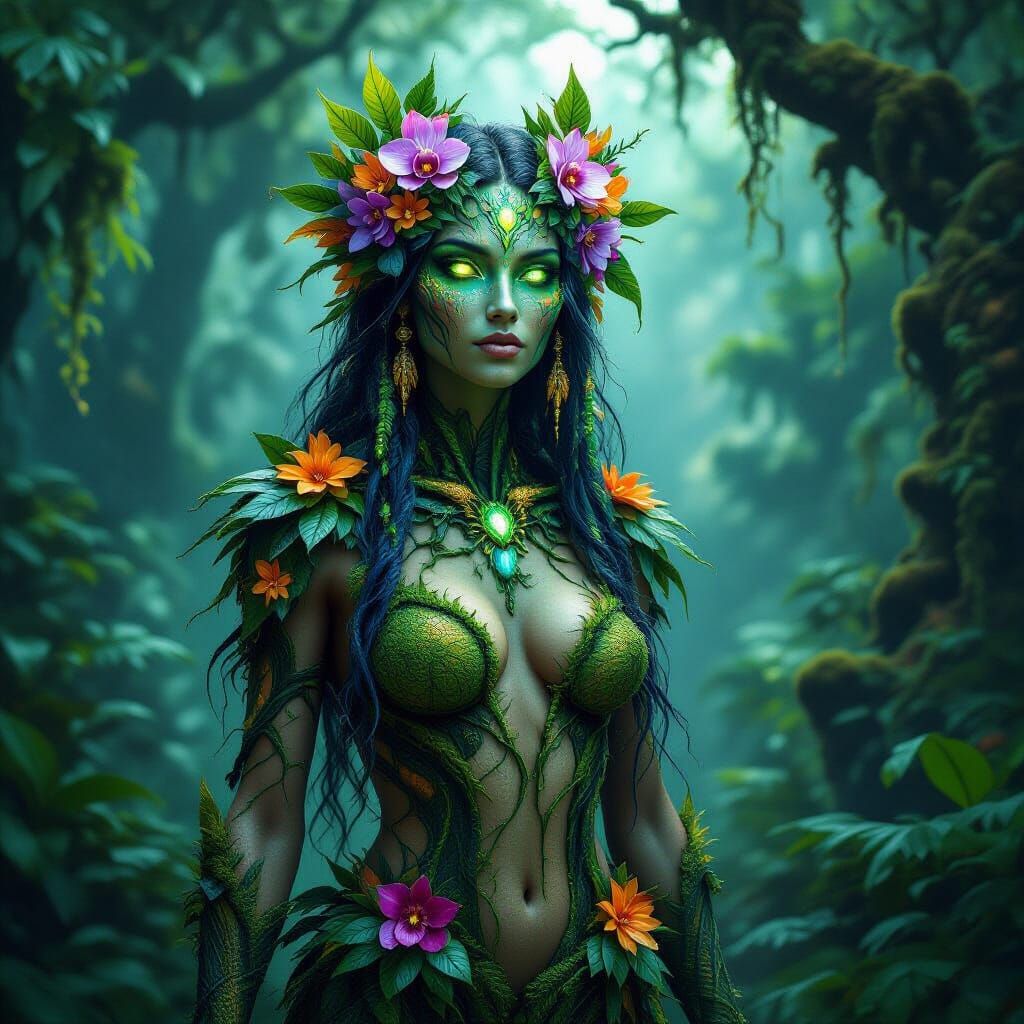 Jungle Goddess: A Hyperrealistic Rainforest Entity