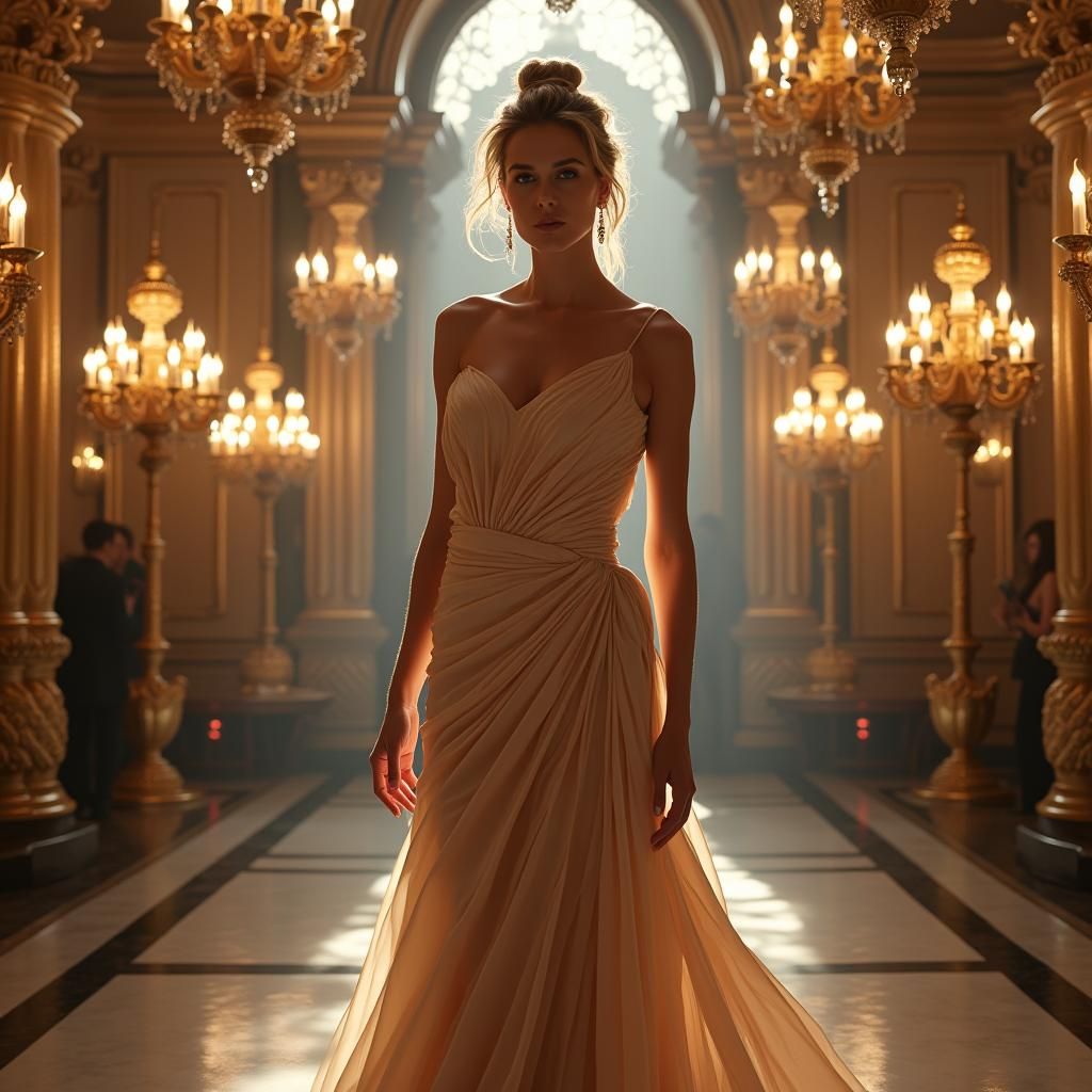 Elegant Figure in Silk Gown, Digital Painting