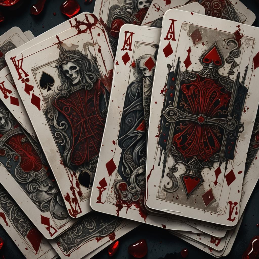 Bloody Royal Flush: Dark Fantasy Illustration