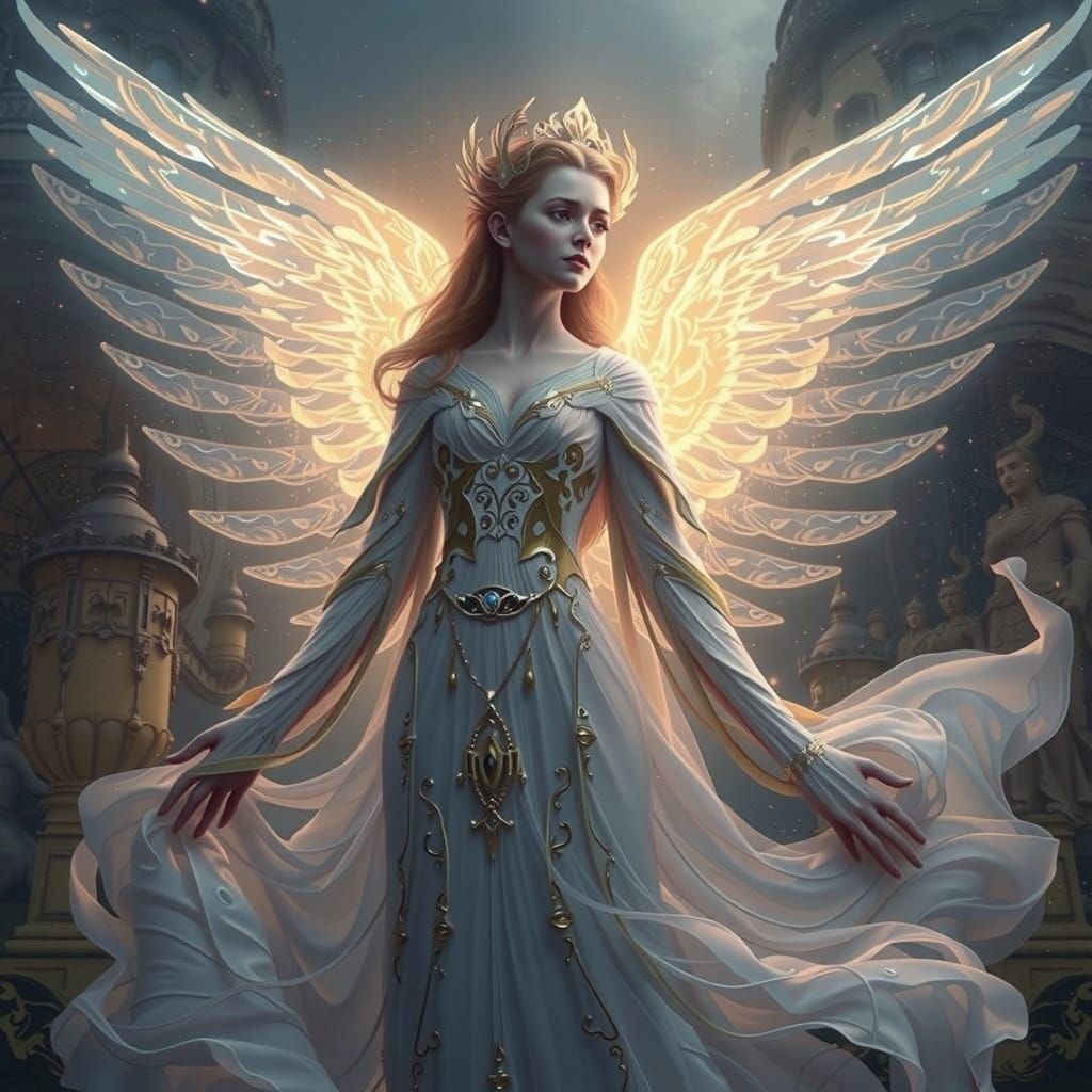 Ethereal Angel: Fantastical Matte Painting in Deep Color