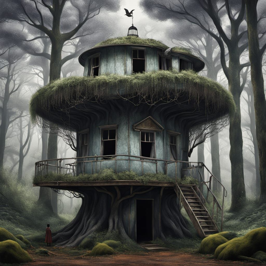 Surreal Silver Igloo Nest in Birch Forest