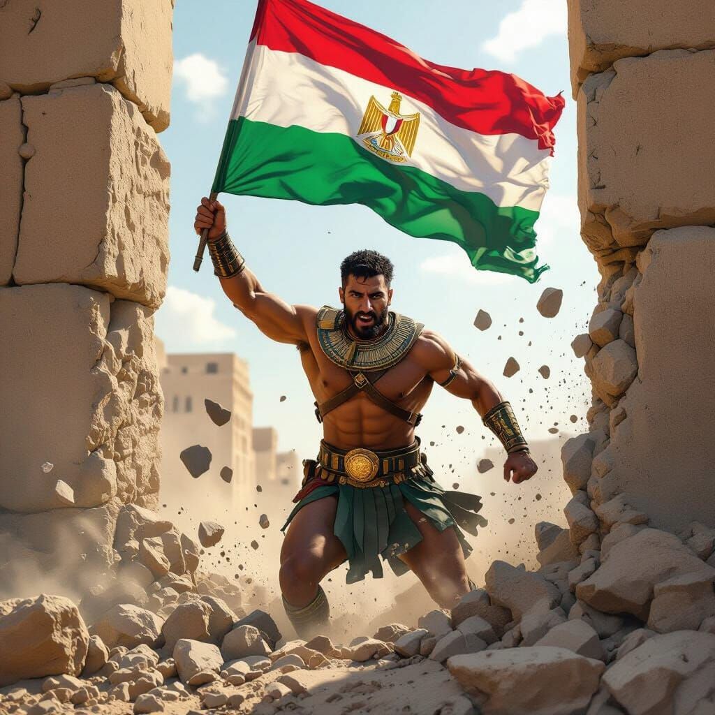 Powerful Egyptian Soldier Breaks Through Wall in 8K Digital ...