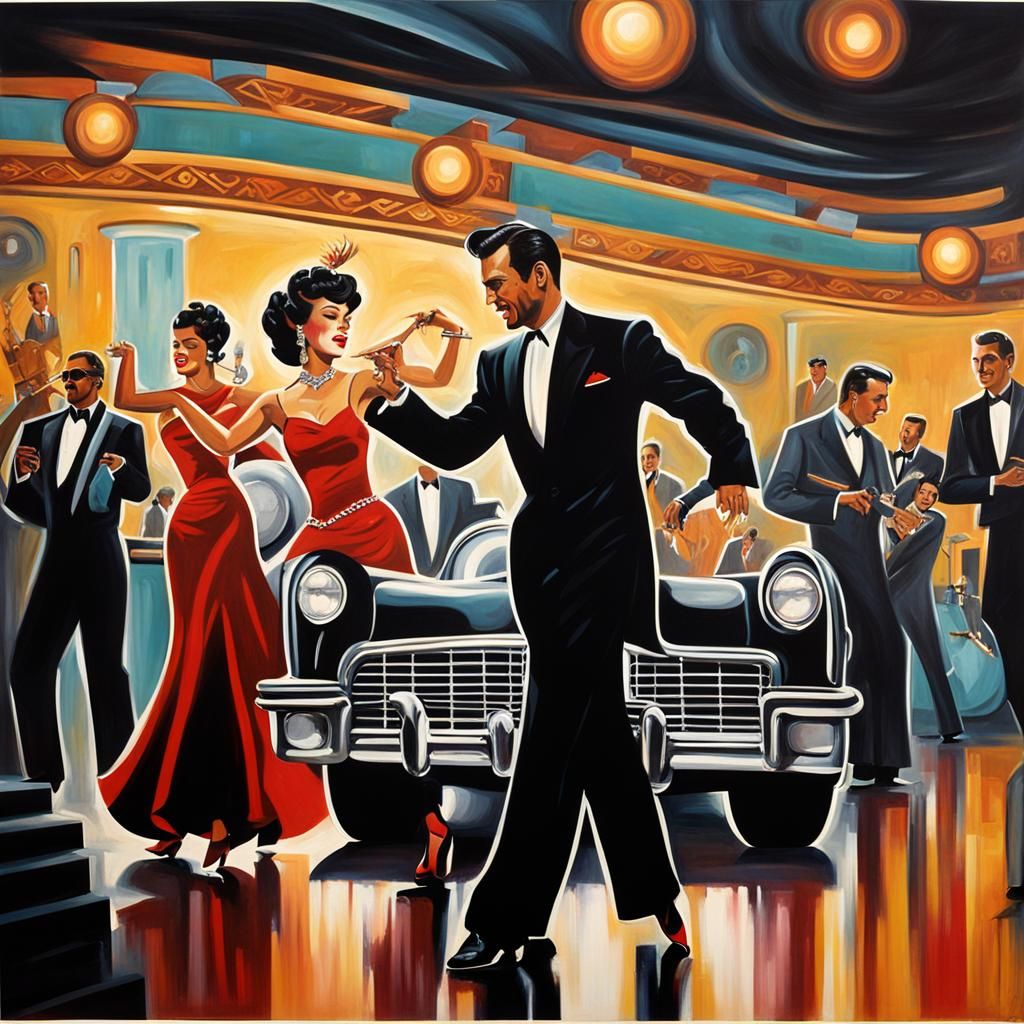 Rockabilly Band in Art Deco Graffiti Style