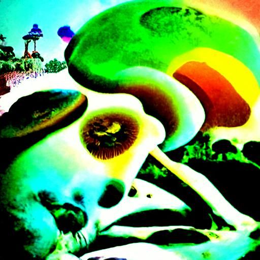 Psychedelic Mushroom Dreamland: A Surreal Landscape