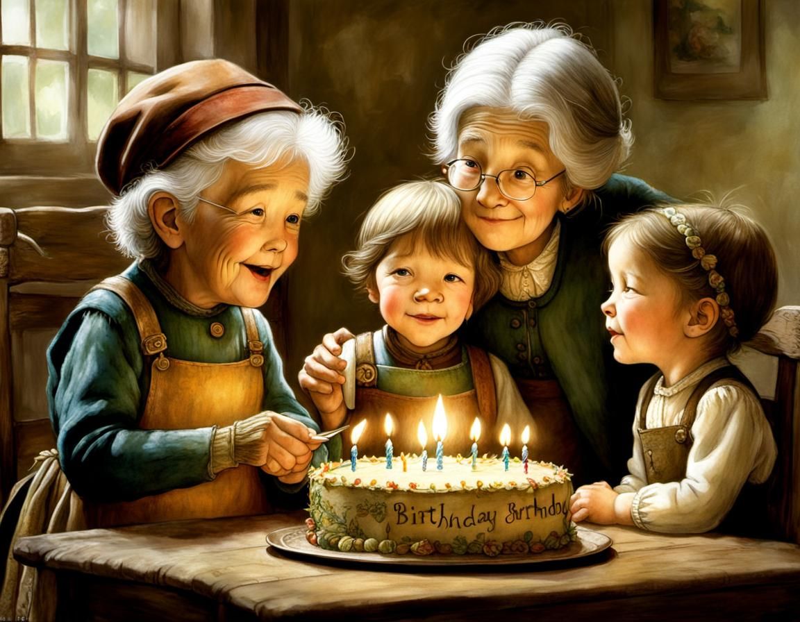 Grandchildren's Birthday Song: Intricate Storybook Illustrat...