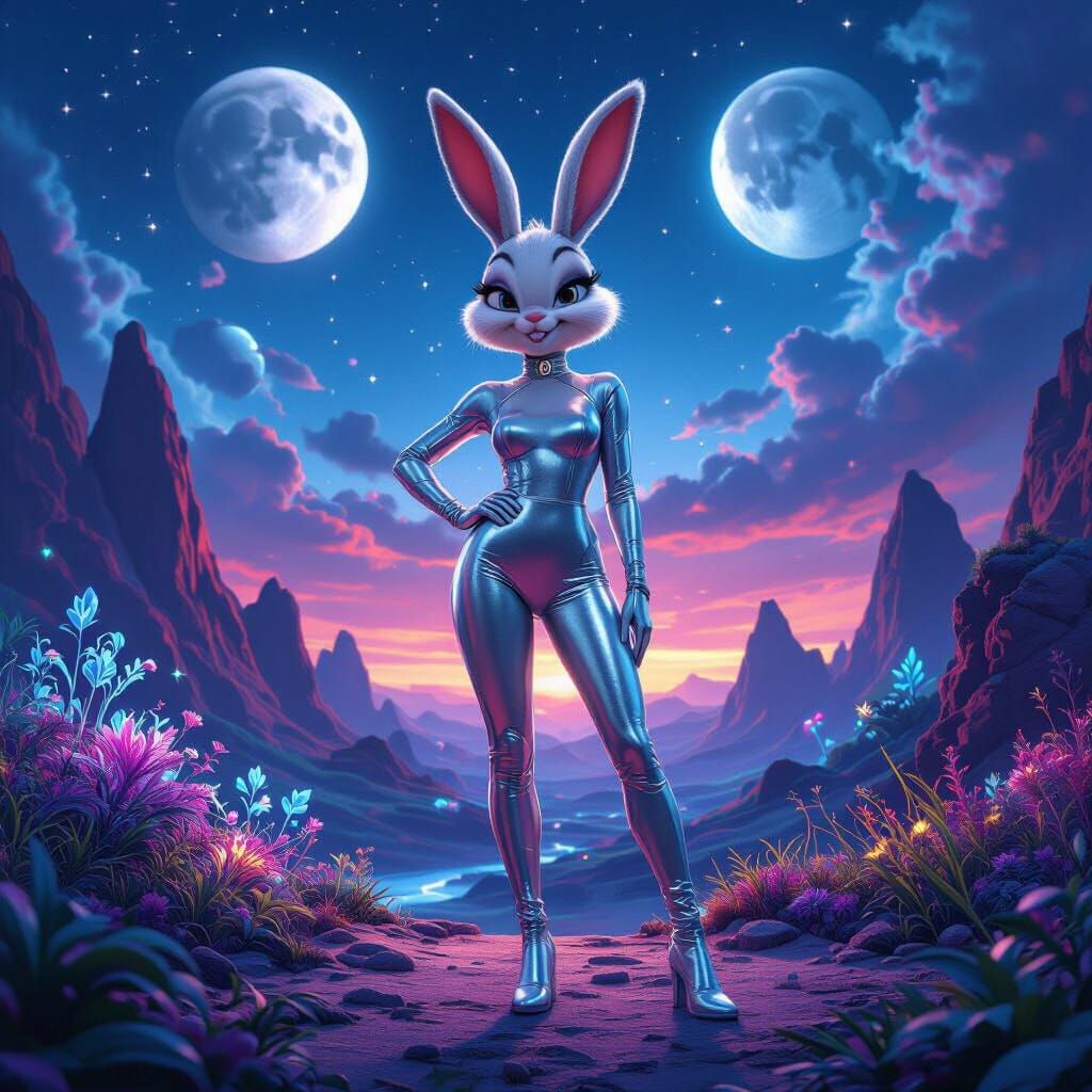 Lola Bunny on Alien Planet in Silver Jumpsuit