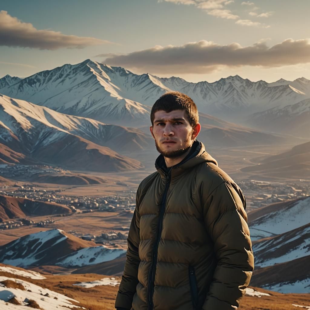 Khabib Nurmagomedov in Dagestan Mountains at Golden Hour