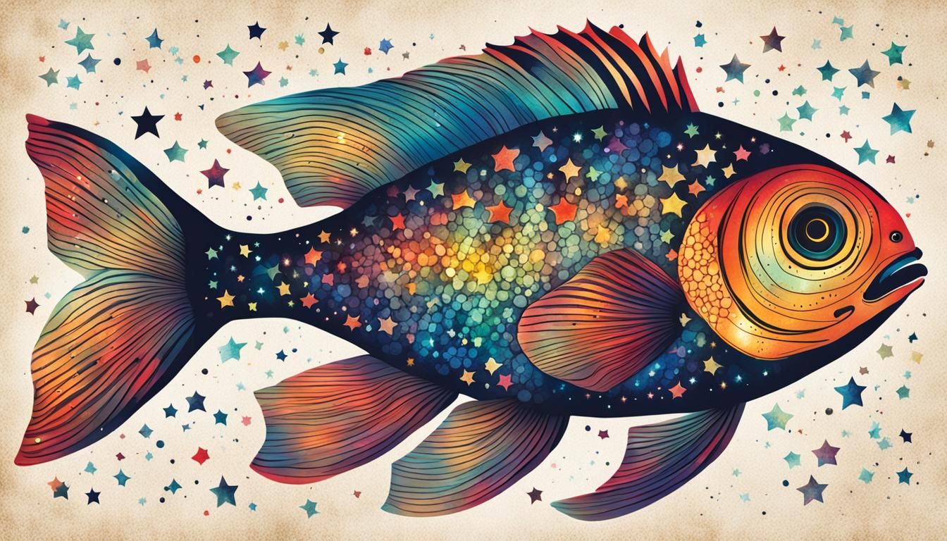 Glowing Starfish Poster in Colored Ink Style