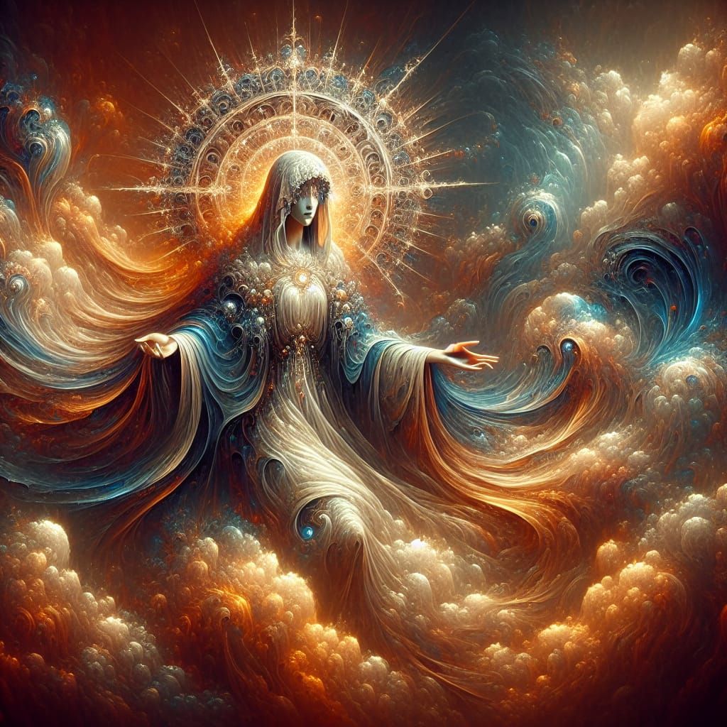 Fantastical Holy Mary Concept Art in Matte Painting Style