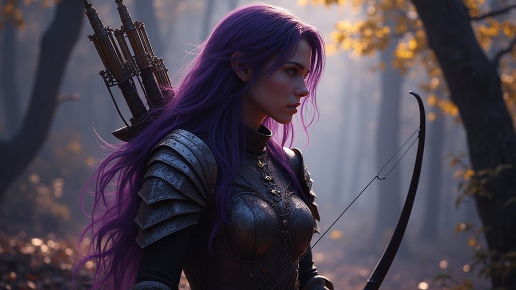 Dark-Haired Woman in Leather Armor with Arbalest