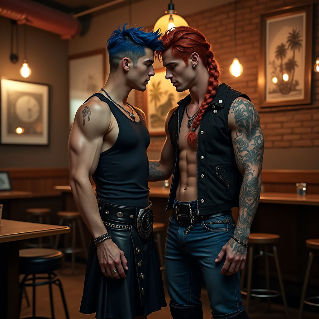 Two Gorgeous Men in a Vintage Bar