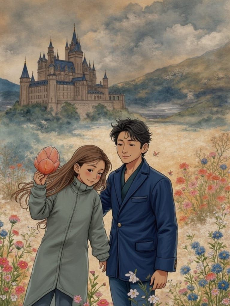 Majestic Ghibli Castle Landscape