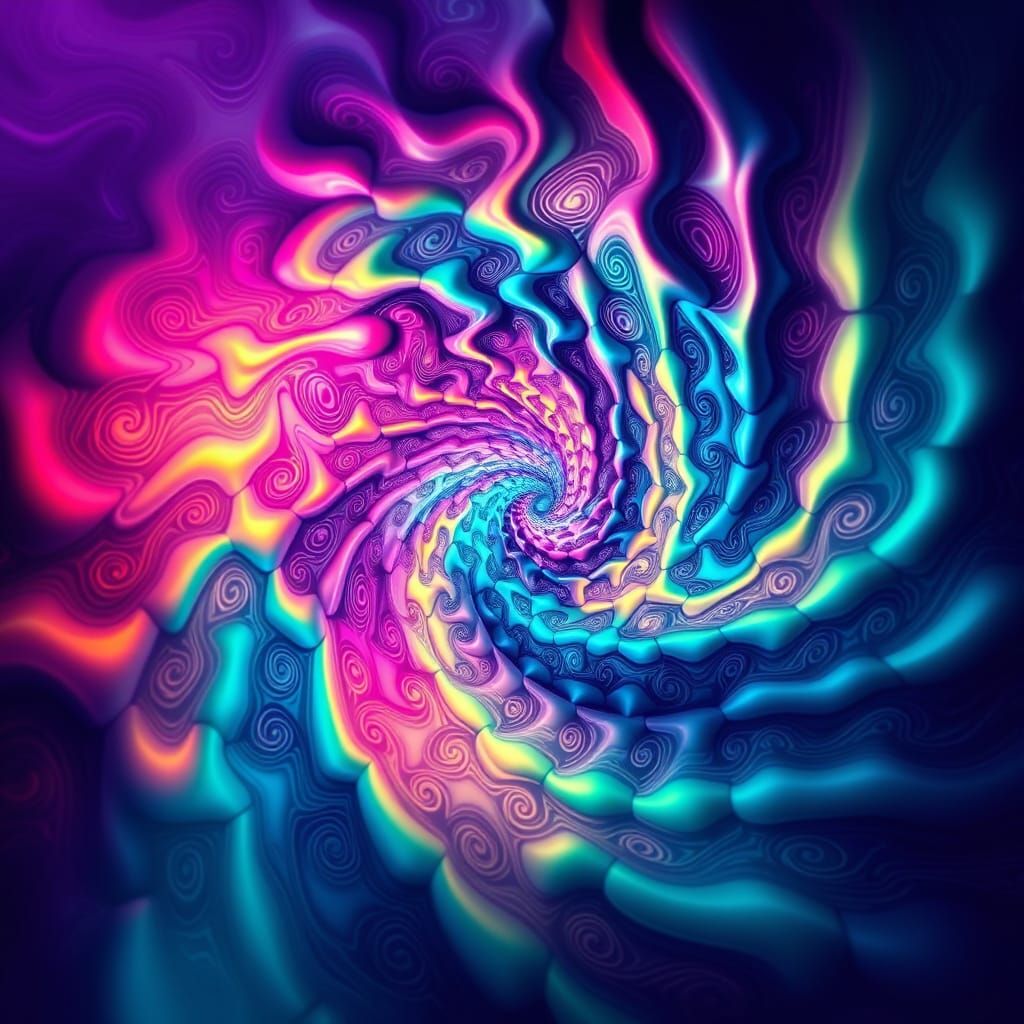 Surreal Hypnosis Swirl in Vibrant Iridescent Colors