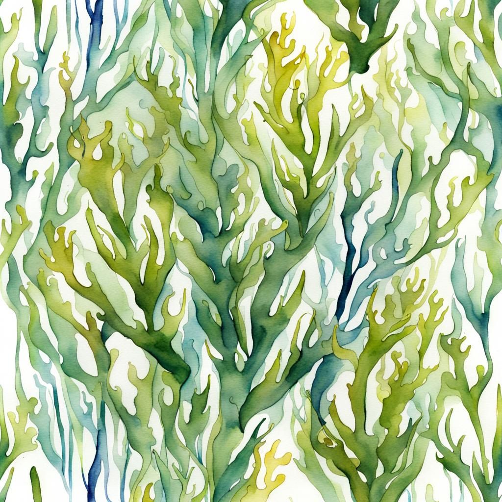 Underwater Seaweed Watercolor Art
